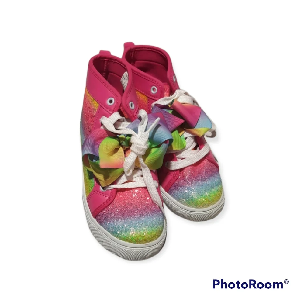 Skechers Jojo Siwa Girls Sneakers HighTop Glitter‎ Rainbow Tye Dye Size 3